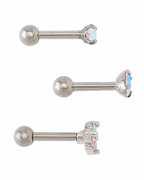 Best Pirce π Multi-Pack CZ and Silverplated Titanium Cartilage Barbells 3 Pack - 16 Gauge β€οΈ 4 Best Pirce π Multi-Pack CZ and Silverplated Titanium Cartilage Barbells 3 Pack - 16 Gauge β€οΈ - Image 2