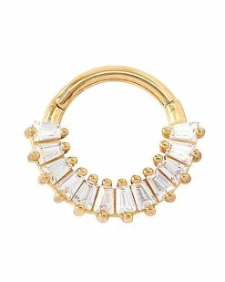 Best reviews of 👍 CZ Goldtone Squares Cartilage Hinged Hoop Ring - 16 Gauge 👍