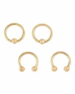 New 😀 Multi-Pack Goldtone Titanium Cartilage Captive Rings and Horseshoes 4 Pack - 16 Gauge 🌟