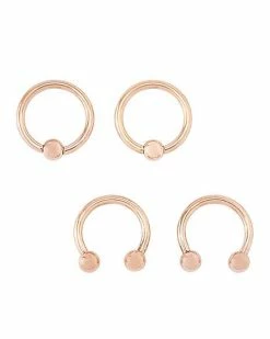 Buy 🎁 Multi-Pack Rose Goldtone Titanium Cartilage Captive Rings and Horseshoes 4 Pack - 16 Gauge 🔥