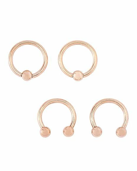 Buy π Multi-Pack Rose Goldtone Titanium Cartilage Captive Rings and Horseshoes 4 Pack - 16 Gauge π₯ 3 Buy π Multi-Pack Rose Goldtone Titanium Cartilage Captive Rings and Horseshoes 4 Pack - 16 Gauge π₯