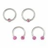 Top 10 😍 Multi-Pack CZ and Silverplated Pink Pave Titanium Cartilage Captive Rings and Horseshoes 4 Pack - 16 Gauge ❤️ -Playboy Shop 03880804 a