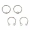 Promo 🤩 Multi-Pack CZ and Silverplated White Pave Titanium Cartilage Captive Rings and Horseshoes 4 Pack - 16 Gauge 🛒 -Playboy Shop 03880820 a