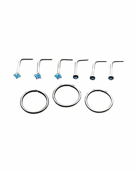 Best deal π Multi-Pack Blue Opal-Effect L-Bend Nose Rings and Hoop Nose Rings 9 Pack - 20 Gauge π₯° 3 Best deal π Multi-Pack Blue Opal-Effect L-Bend Nose Rings and Hoop Nose Rings 9 Pack - 20 Gauge π₯°