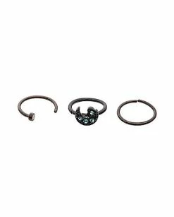 Wholesale 🤩 Multi-Pack CZ Black Moon Hoop Nose Rings 3 Pack - 20 Gauge 🧨