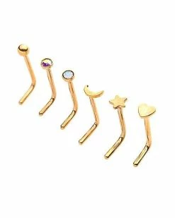 Brand new β Multi-Pack CZ Gold Plated Moon Star and Heart L-Bend Nose Rings 6 Pack - 20 Gauge π 7 Brand new β Multi-Pack CZ Gold Plated Moon Star and Heart L-Bend Nose Rings 6 Pack - 20 Gauge π -Playboy Shop 03881570 b