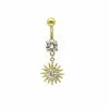 Top 10 👏 Prong CZ Goldplated Sun Dangle Belly Ring - 14 Gauge 🧨 -Playboy Shop 03881646 a