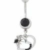 Cheap 🔔 Black CZ Spider Heart Dangle Belly Ring - 14 Gauge 🎁 -Playboy Shop 03881927 a
