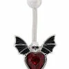 Top 10 🛒 Red CZ Bat Heart Belly Ring - 14 Gauge 👍 -Playboy Shop 03881935 a