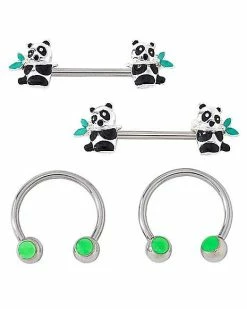 Best reviews of 🤩 Multi-Pack Glow in the Dark Panda Horseshoe Rings 4 Pack - 14 Gauge 😍