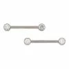 New 🛒 CZ Titanium Clear Nipple Barbells - 14 Gauge 👏 -Playboy Shop 03881992 a