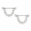 Coupon 👍 CZ Flower Half Circle Nipple Barbells - 14 Gauge 💯 -Playboy Shop 03882032 a