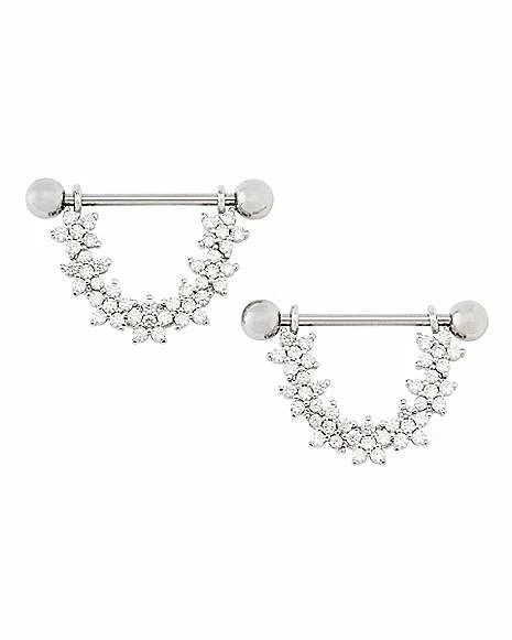 Coupon π CZ Flower Half Circle Nipple Barbells - 14 Gauge π― 3 Coupon π CZ Flower Half Circle Nipple Barbells - 14 Gauge π―