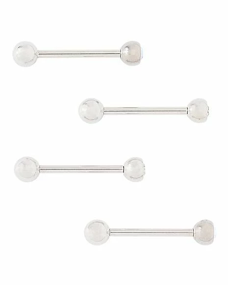 Hot Sale β Multi-Pack CZ Silvertone Barbells 4 Pack - 14 Gauge π 4 Hot Sale β Multi-Pack CZ Silvertone Barbells 4 Pack - 14 Gauge π - Image 2