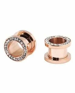 Top 10 😀 Rose Goldtone CZ Titanium Tunnels 🤩 -Playboy Shop 03882685 b
