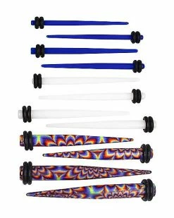 Best Pirce 💯 Multi-Pack Rainbow and Blue Taper Ear Stretching Kit - 6 Pair 🤩