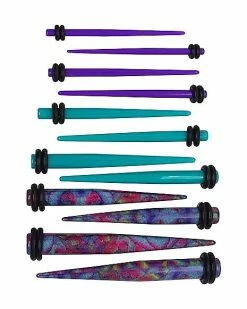 Wholesale 👏 Multi-Pack Purple and Teal Taper Ear Stretching Kit - 6 Pair ⌛