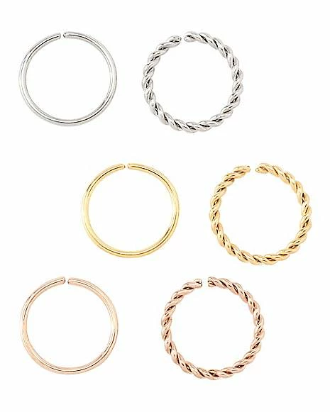 Cheap π€© Multi-Pack Silvertone Goldtone and Rose Goldtone Seamless Hoop Nose Rings 6 Pack - 20 Gauge β 3 Cheap π€© Multi-Pack Silvertone Goldtone and Rose Goldtone Seamless Hoop Nose Rings 6 Pack - 20 Gauge β