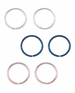 Buy 😉 Multi-Pack Multi-Color Seamless Hoop Nose Rings 6 Pack - 20 Gauge 💯