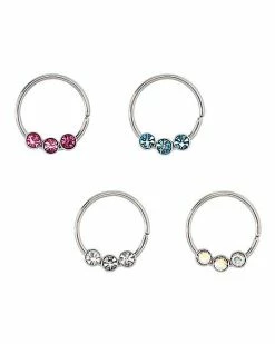 Brand new ✔️ Multi-Pack CZ Multi-Color Seamless Hoop Nose Rings 4 Pack - 20 Gauge 😉