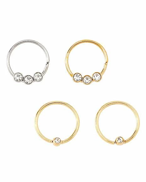 Cheapest β¨ Multi-Pack CZ Silvertone and Goldtone Hoop Nose Rings 4 Pack - 20 Gauge π 3 Cheapest β¨ Multi-Pack CZ Silvertone and Goldtone Hoop Nose Rings 4 Pack - 20 Gauge π