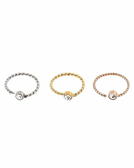 Coupon β¨ Multi-Pack CZ Silvertone Goldtone and Rose Goldtone Twist Seamless Hoop Nose Rings 6 Pack - 20 Gauge π 3 Coupon β¨ Multi-Pack CZ Silvertone Goldtone and Rose Goldtone Twist Seamless Hoop Nose Rings 6 Pack - 20 Gauge π