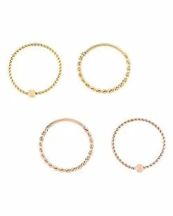 Brand new 🌟 Multi-Pack Goldtone and Rose Goldtone Twist Seamless Hoop Nose Rings 4 Pack - 20 Gauge 😀