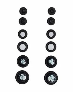 Best Pirce 🎁 Multi-Pack Black and White Rose Plugs 6 Pair - 14-4 Gauge ❤️