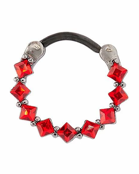 Best Sale π₯ Red Square CZ Hinged Septum Ring - 16 Gauge π 3 Best Sale π₯ Red Square CZ Hinged Septum Ring - 16 Gauge π