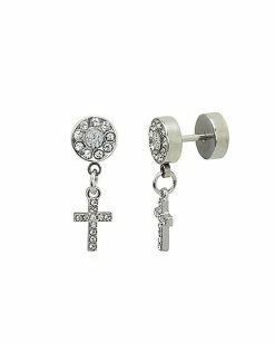 Flash Sale 🛒 CZ Cluster Cross Dangle Fake Plugs - 18 Gauge 💯