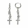 New ⌛ CZ Triple Cross Dangle Huggie Hoop Earrings - 18 Gauge 🎁