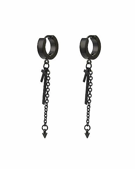 Discount β€οΈ Black Cross Arrowhead Huggie Dangle Earrings - 18 Gauge π 4 Discount β€οΈ Black Cross Arrowhead Huggie Dangle Earrings - 18 Gauge π - Image 2