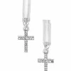 New 🎉 CZ Cross Huggie Dangle Earrings - 18 Gauge 😍 -Playboy Shop 03902673 a