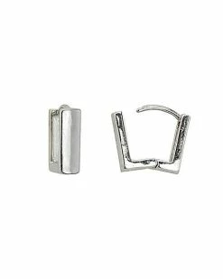 Deals 🔔 Silvertone Square Huggie Earrings - 18 Gauge ⭐