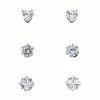 Discount 😍 Square and Heart CZ Titanium Stud Earrings 3 Pair - 20 Gauge 🧨 -Playboy Shop 03902723 a