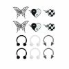 Hot Sale 🥰 Multi-Pack Butterfly Yin Yang Stud Earrings and Horseshoe Rings 6 Pair - 18 Gauge ⭐ -Playboy Shop 03902749