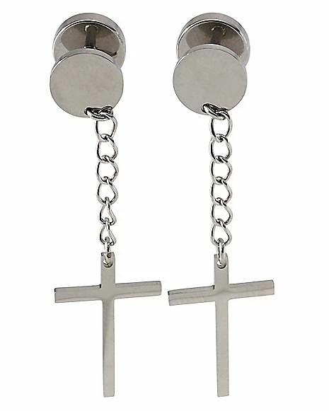 Cheap π Cross Chain Dangle Fake Plugs - 16 Gauge π 4 Cheap π Cross Chain Dangle Fake Plugs - 16 Gauge π - Image 2