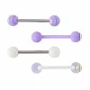 Hot Sale 👏 Multi-Pack CZ Purple and White Barbells 4 Pack - 14 Gauge 🌟