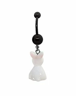 Cheap ❤️ Pink CZ Rabbit Dangle Belly Ring - 14 Gauge 😍 -Playboy Shop 03904604 b