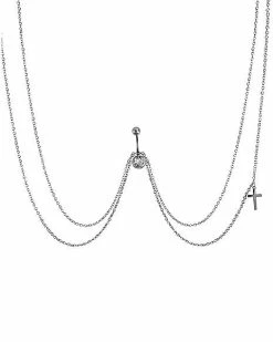 Discount 🥰 Round CZ Chain Belly Ring - 14 Gauge 🛒