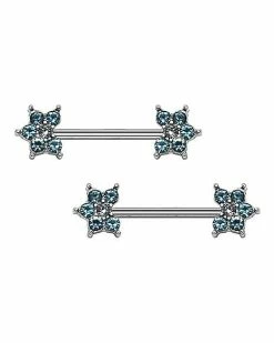 Best reviews of 😉 CZ Blue Flower Nipple Barbells - 14 Gauge 🎁