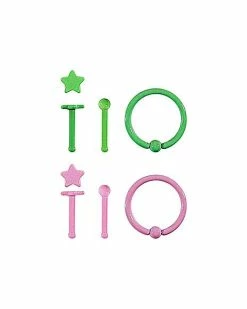 Discount 🎉 Multi-Pack Glow In The Dark Hoop Nose Rings and Bone Nose Rings 6 Pack - 20 Gauge 🥰 -Playboy Shop 03906179