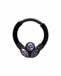 Deals ⌛ Purple CZ Trio Septum Ring - 16 Gauge 🎁