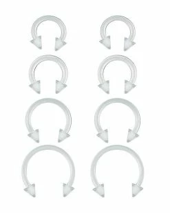 Wholesale 💯 Multi-Pack Clear Spike Horseshoe Rings 8 Pack - 16 Gauge ✔️