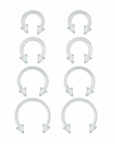 Wholesale π― Multi-Pack Clear Spike Horseshoe Rings 8 Pack - 16 Gauge βοΈ 3 Wholesale π― Multi-Pack Clear Spike Horseshoe Rings 8 Pack - 16 Gauge βοΈ