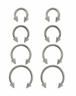 Hot Sale 🤩 Multi-Pack Spike Horseshoe Rings 8 Pack - 16 Gauge 👍