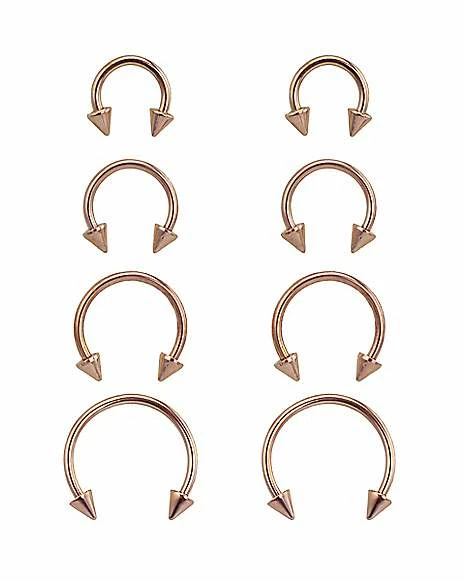 Cheapest π€© Multi-Pack Rose Goldtone Spike Horseshoe Rings 8 Pack - 16 Gauge β€οΈ 3 Cheapest π€© Multi-Pack Rose Goldtone Spike Horseshoe Rings 8 Pack - 16 Gauge β€οΈ
