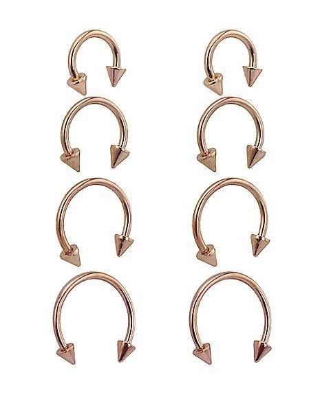 Cheapest π€© Multi-Pack Rose Goldtone Spike Horseshoe Rings 8 Pack - 16 Gauge β€οΈ 4 Cheapest π€© Multi-Pack Rose Goldtone Spike Horseshoe Rings 8 Pack - 16 Gauge β€οΈ - Image 2