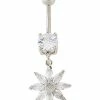 Top 10 😀 CZ Flower Dangle Belly Ring - 14 Gauge 💯 -Playboy Shop 03907003 a