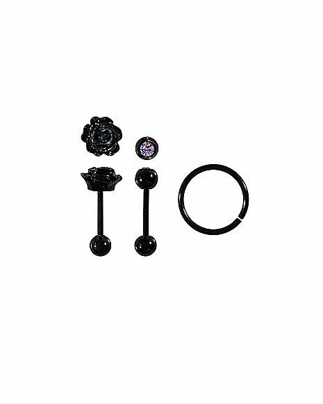 Top 10 𧨠Black Plated Rose CZ Cartilage Earrings 3 Pack - 18 Gauge π 5 Top 10 𧨠Black Plated Rose CZ Cartilage Earrings 3 Pack - 18 Gauge π - Image 3